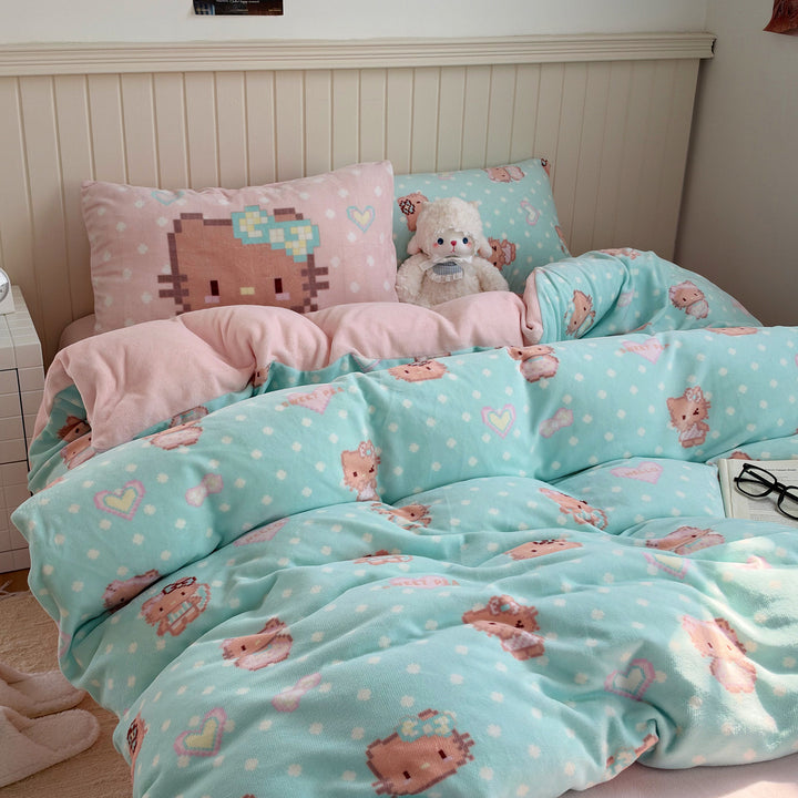 Cute Themed Fleece Bedding Set