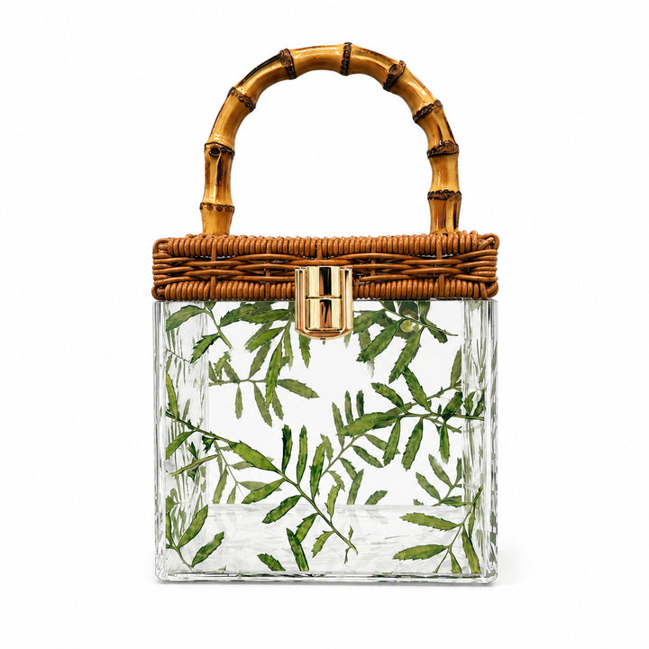 Clear Acrylic Handbag with Bamboo Handle