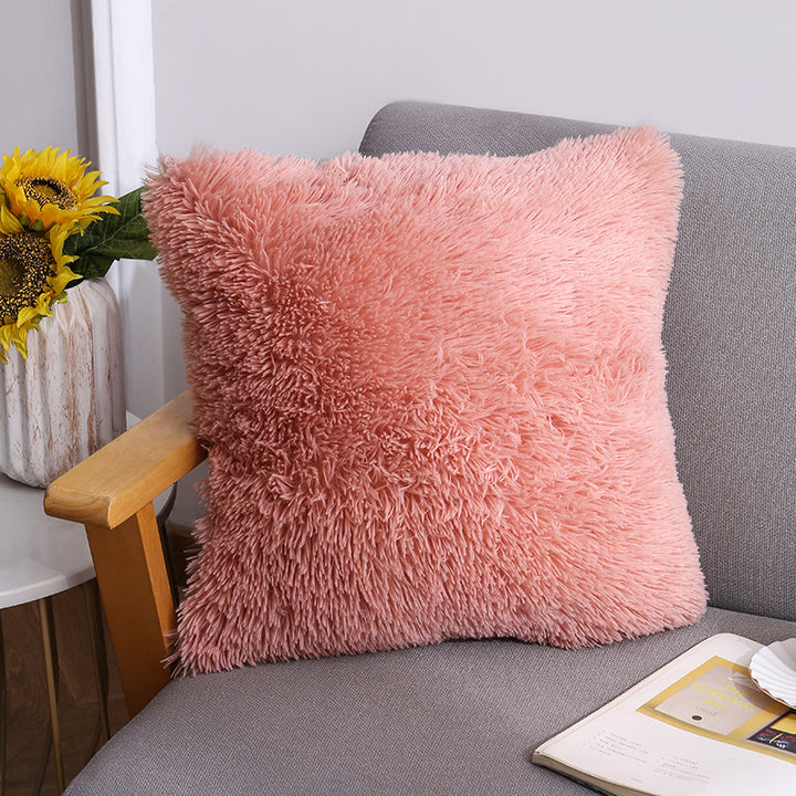 Plush Faux Fur Square Decorative Pillow Cover with Hidden Zipper and Long Pile