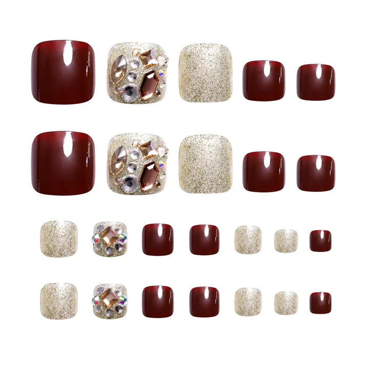 Decorative Rhinestone Press-On Toe Nail Art Set