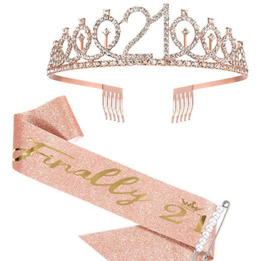 Ladies Sparkling Tiara with personalized 80th Birthday Inscription Stornfield