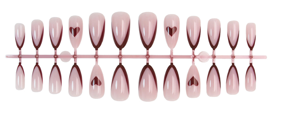 Artificial nail set with romantic hearts and elegant tips Stornfield