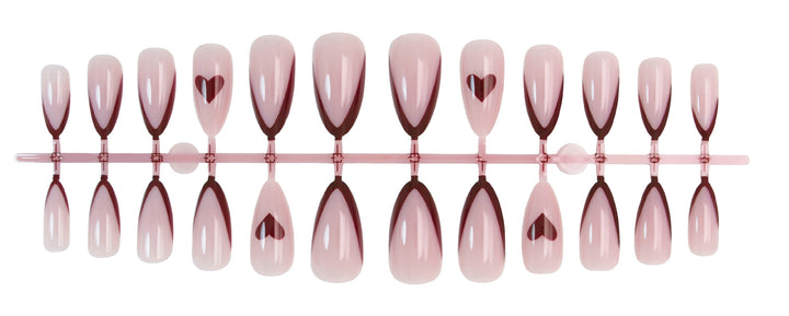 Artificial nail set with romantic hearts and elegant tips Stornfield