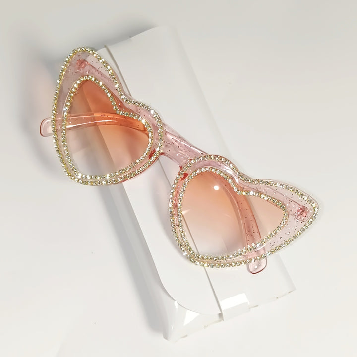Rhinestone-Embellished Heart-Shaped Sunglasses Stornfield