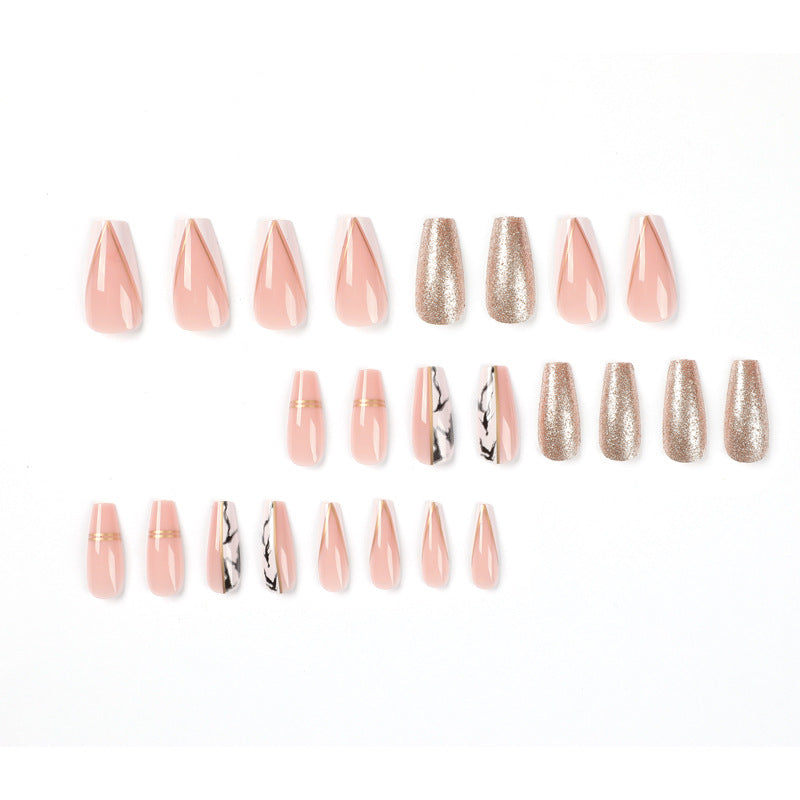 Exquisite artificial nails with elegant glitter and marble pattern Stornfield