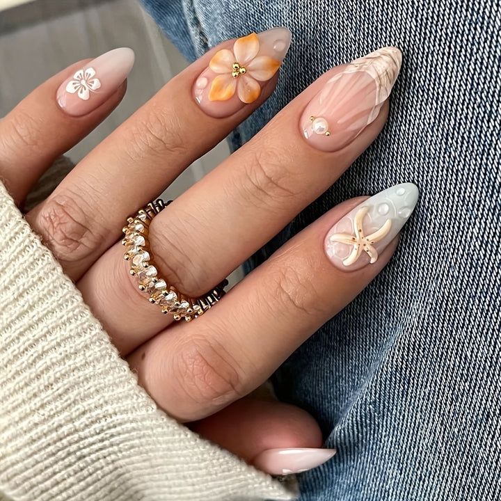 Artistic 3D Floral Press-On Nail Set Stornfield