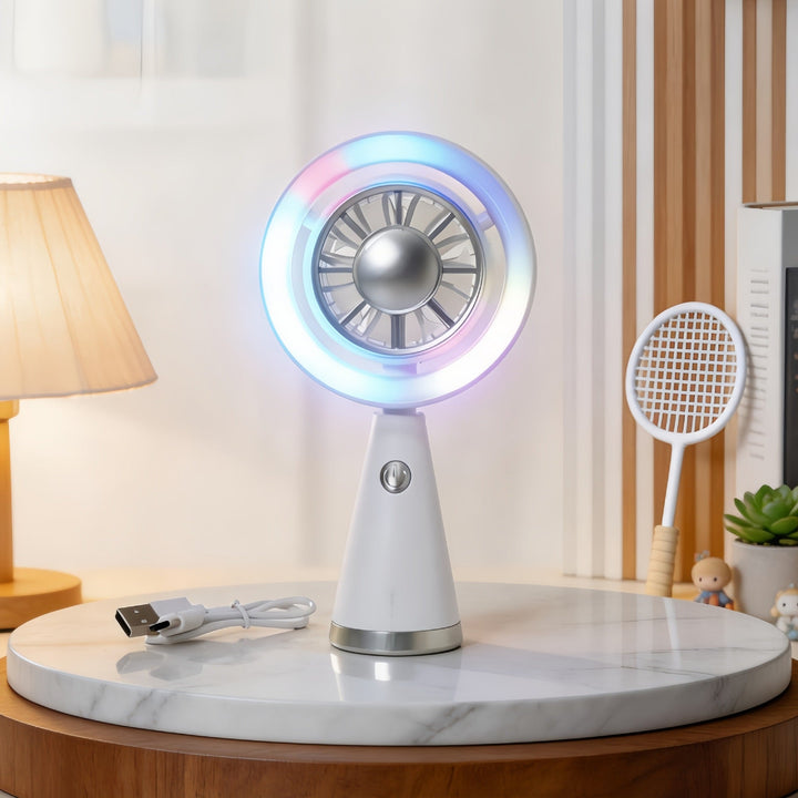 Women's Portable Mini Fan with Colorful LED Light Stornfield