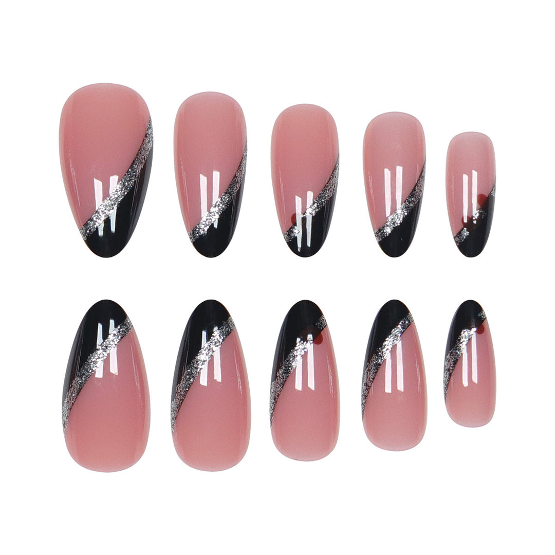Elegant Stiletto Press-On Nails with Glitter Accents Stornfield