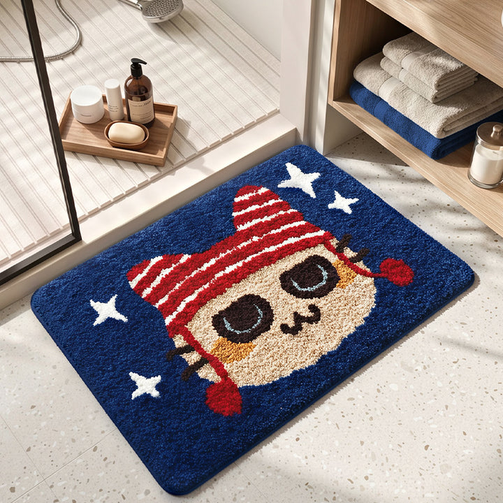 Cute Cat-Themed Plush Bath Mat