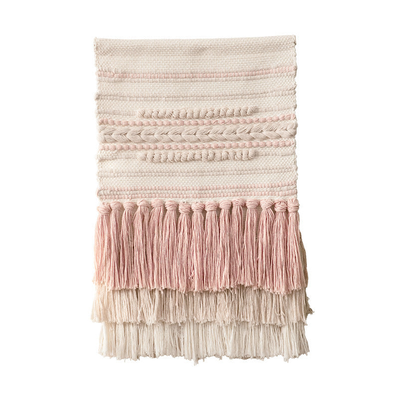 Boho Wall Hanging Macrame with Hand-Knotted Fringes and Woven Cable Patterns Stornfield