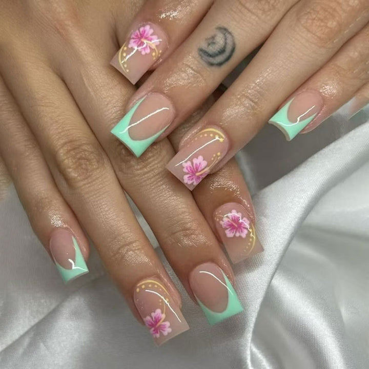 Floral Accent Acrylic Nail Art Set