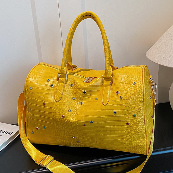 Elegant Handbag with Luxurious Crocodile Pattern and Colorful Applications Stornfield