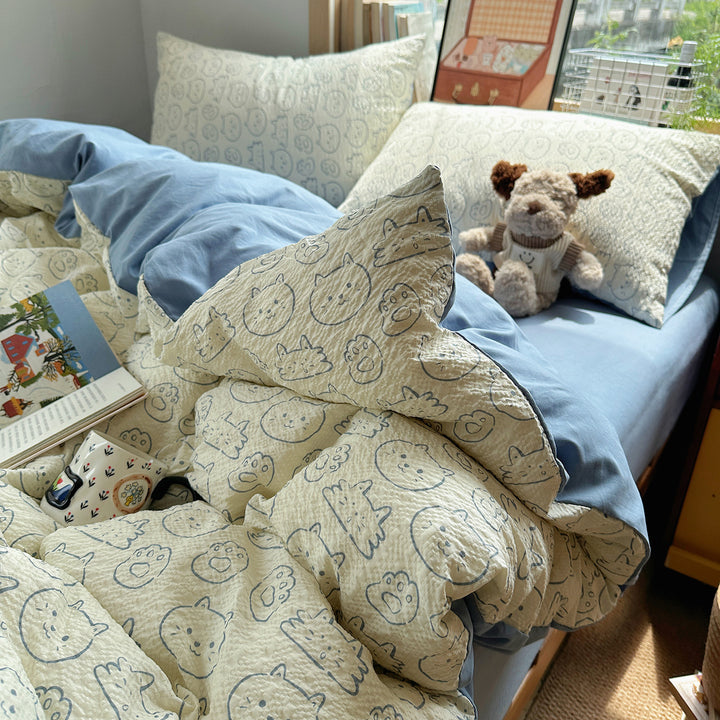 Playful Cartoon Dog Themed Bedding Set
