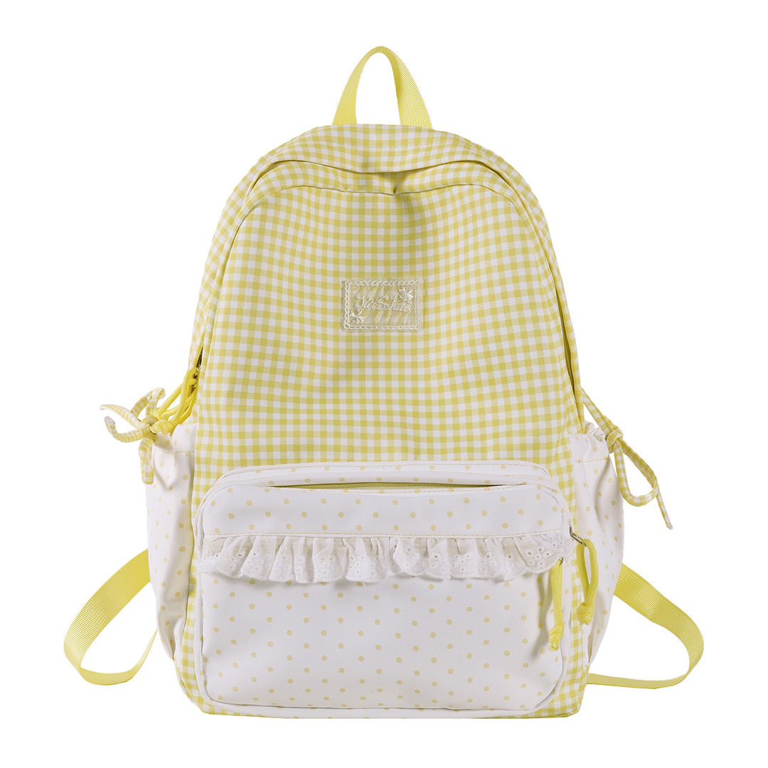 Playful Gingham and Polka Dot Backpack Stornfield