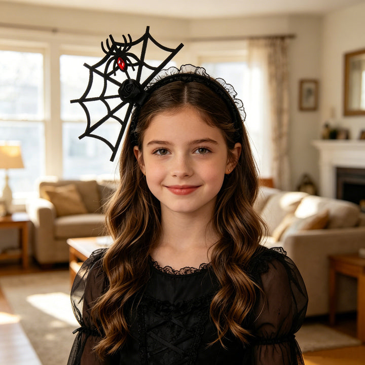 Halloween Hairband with Spider Web Design