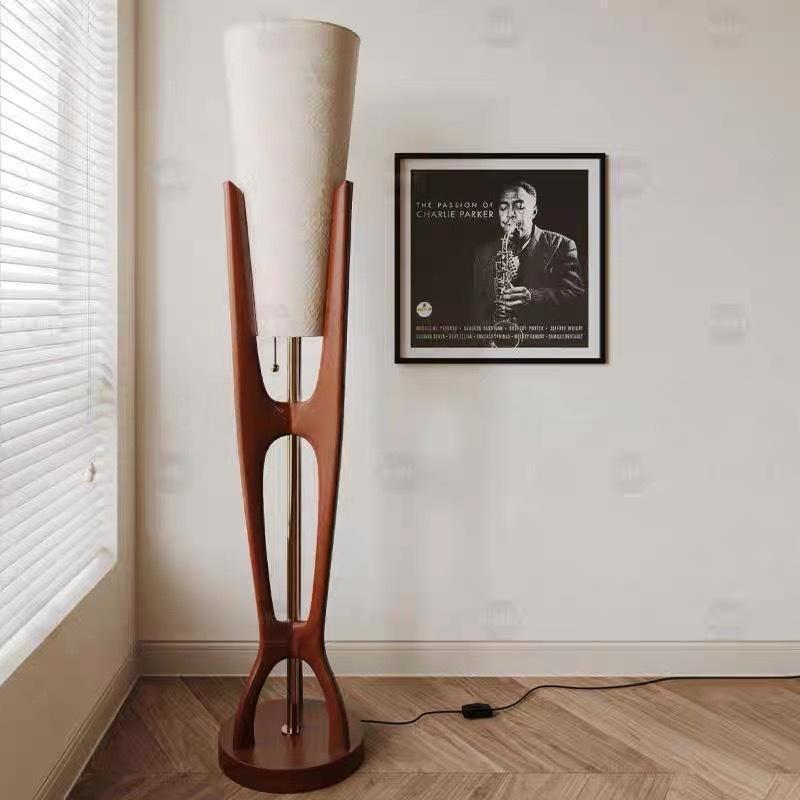 Sculptural Wooden Floor Lamp
