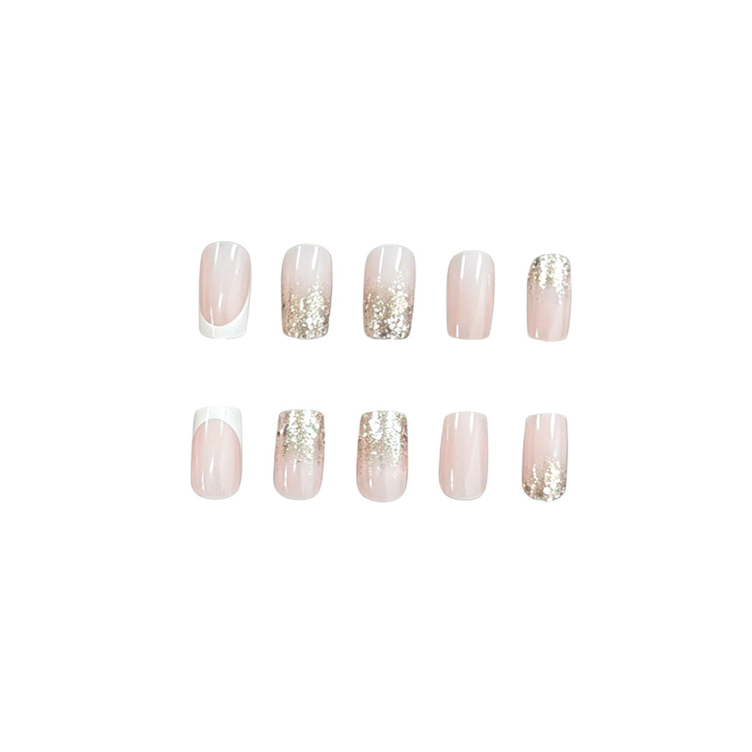 Glamorous French Tip Glitter Nail Extensions Stornfield