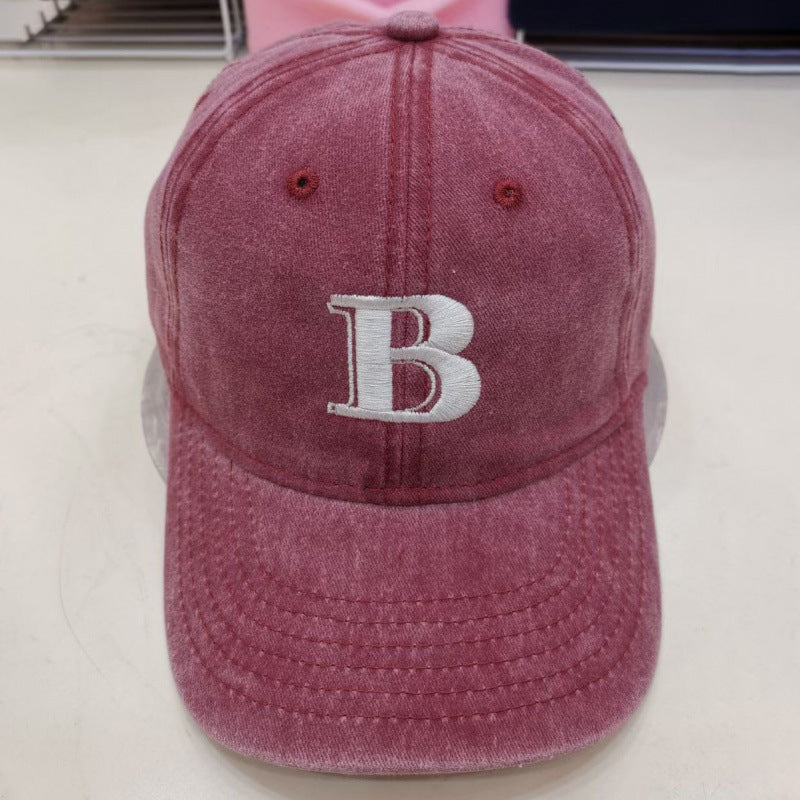 Women's Distressed Cotton Baseball Cap with Letter Embroidery Stornfield
