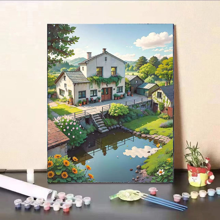 Scenic Village Landscape Paint by Numbers Kit Stornfield