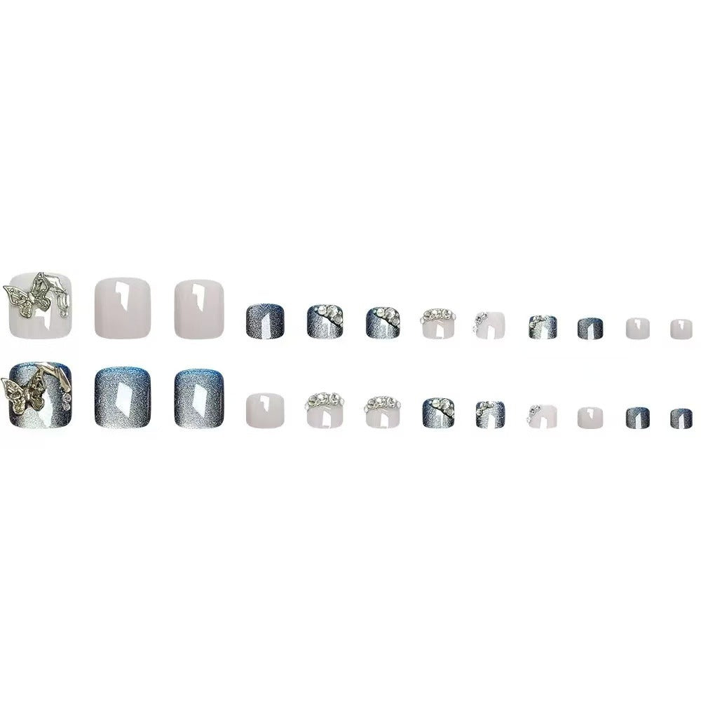 Artificial nail set with elegant 3D decorations and glitter accents Stornfield