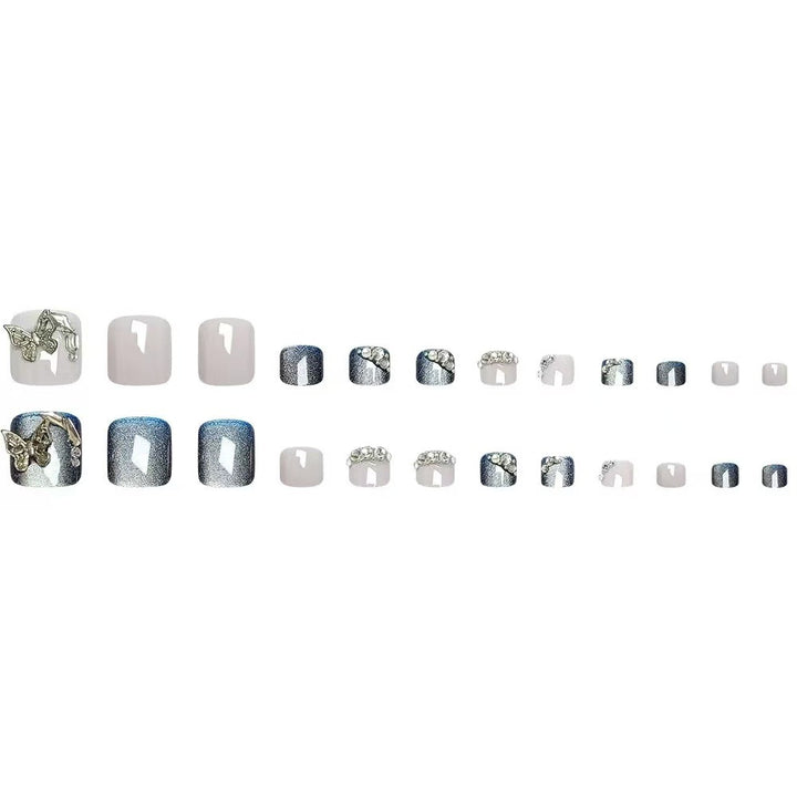 Artificial nail set with elegant 3D decorations and glitter accents Stornfield