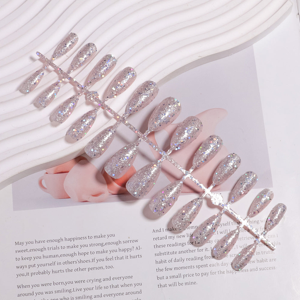 Sparkling Glittery Almond-Shape Press-On Nails Stornfield