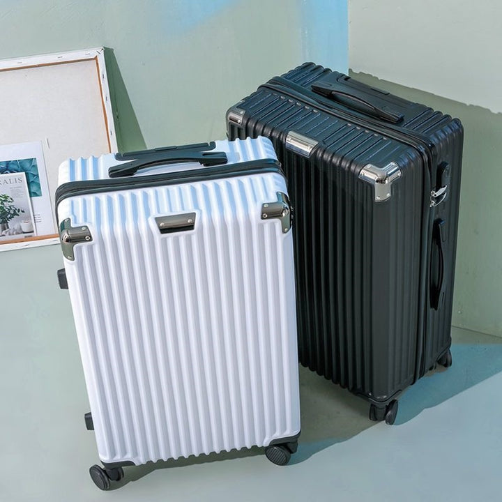 Hard shell suitcase with 360-degree wheel system and integrated safety feature Stornfield