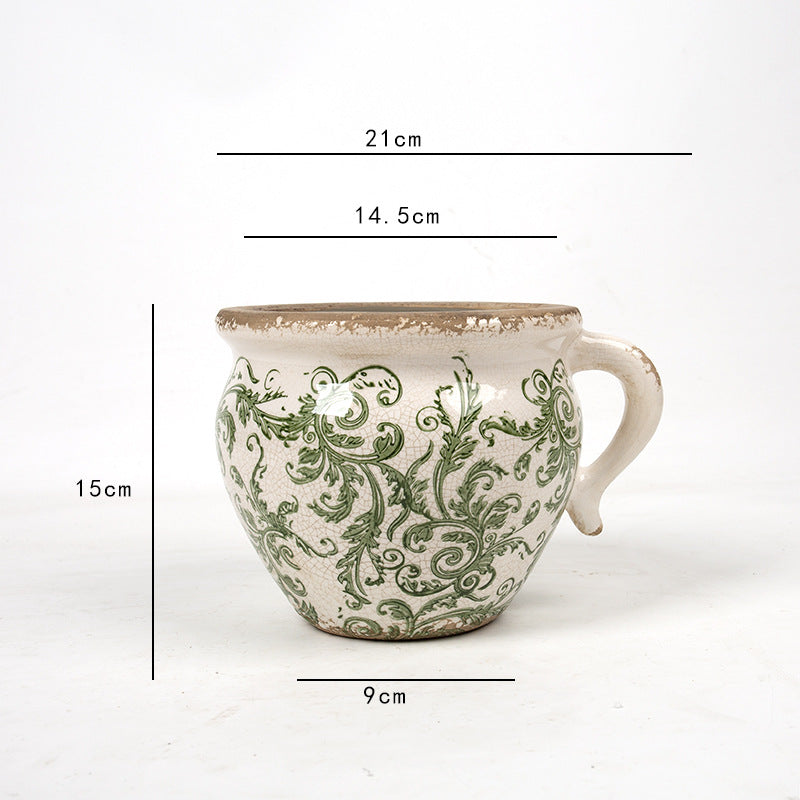 Decorative ceramic pot with floral pattern Stornfield