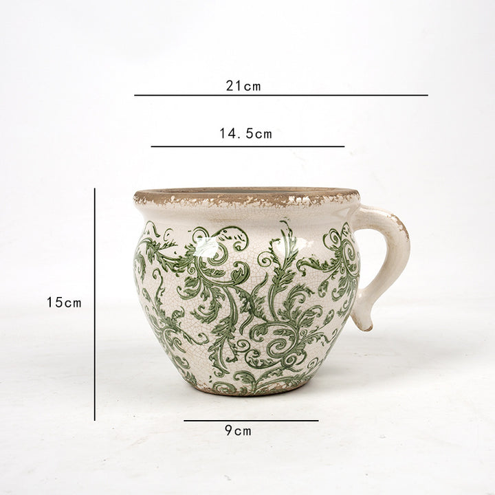 Decorative ceramic pot with floral pattern Stornfield