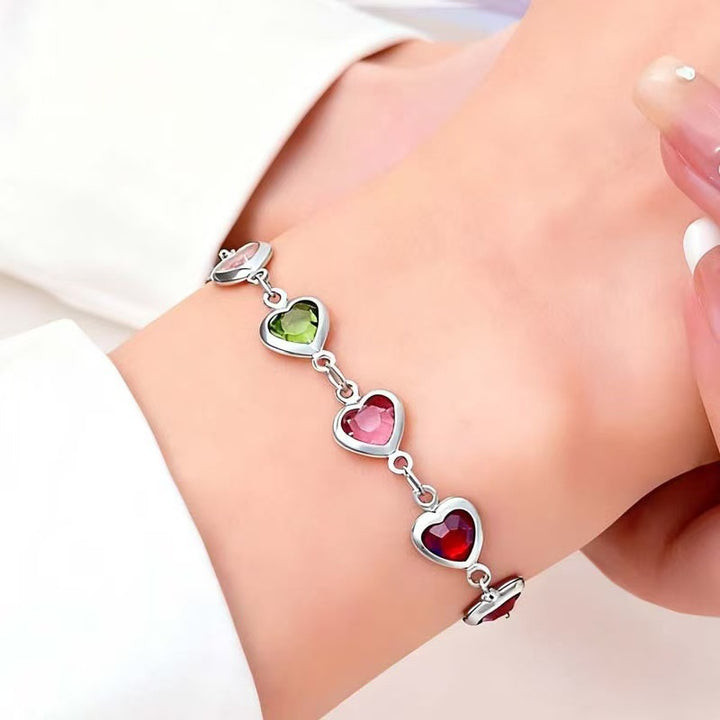 Heart-Shaped Gemstone Charm Bracelet Stornfield