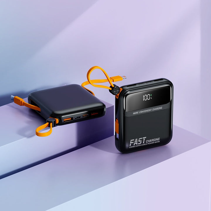 Portable power bank with integrated charging cable and digital display Stornfield