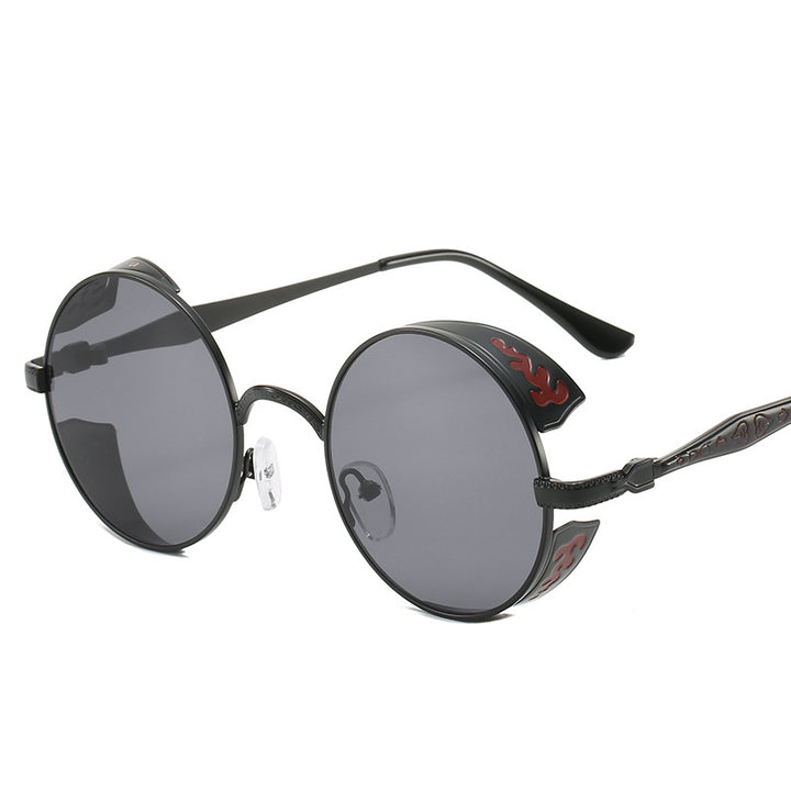 Ladies round sunglasses with luxurious gold frame and decorative elements Stornfield