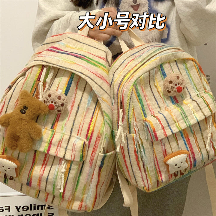 Colorful Striped Fabric School Backpack Stornfield