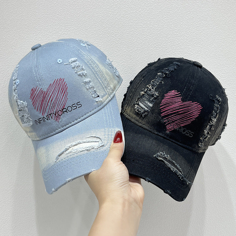 Women's Distressed Heart Embroidered Baseball Cap Stornfield