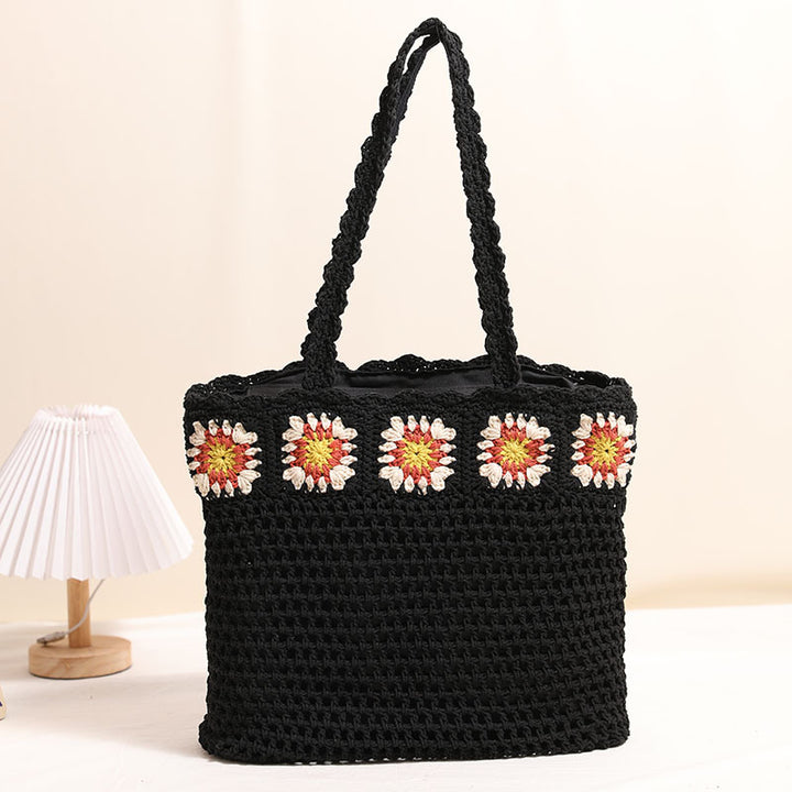 Hand-crocheted beach bag with floral accents Stornfield