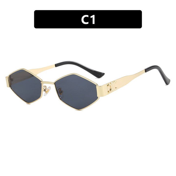 Women's hexagonal designer sunglasses with innovative metal frame Stornfield