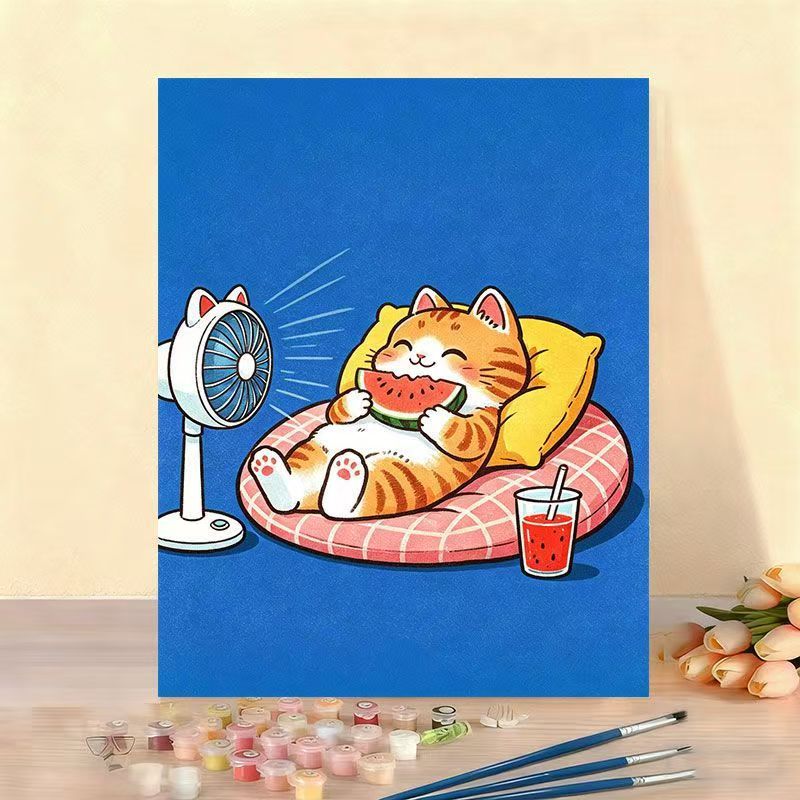 Whimsical Cat Illustration Canvas Artwork Stornfield