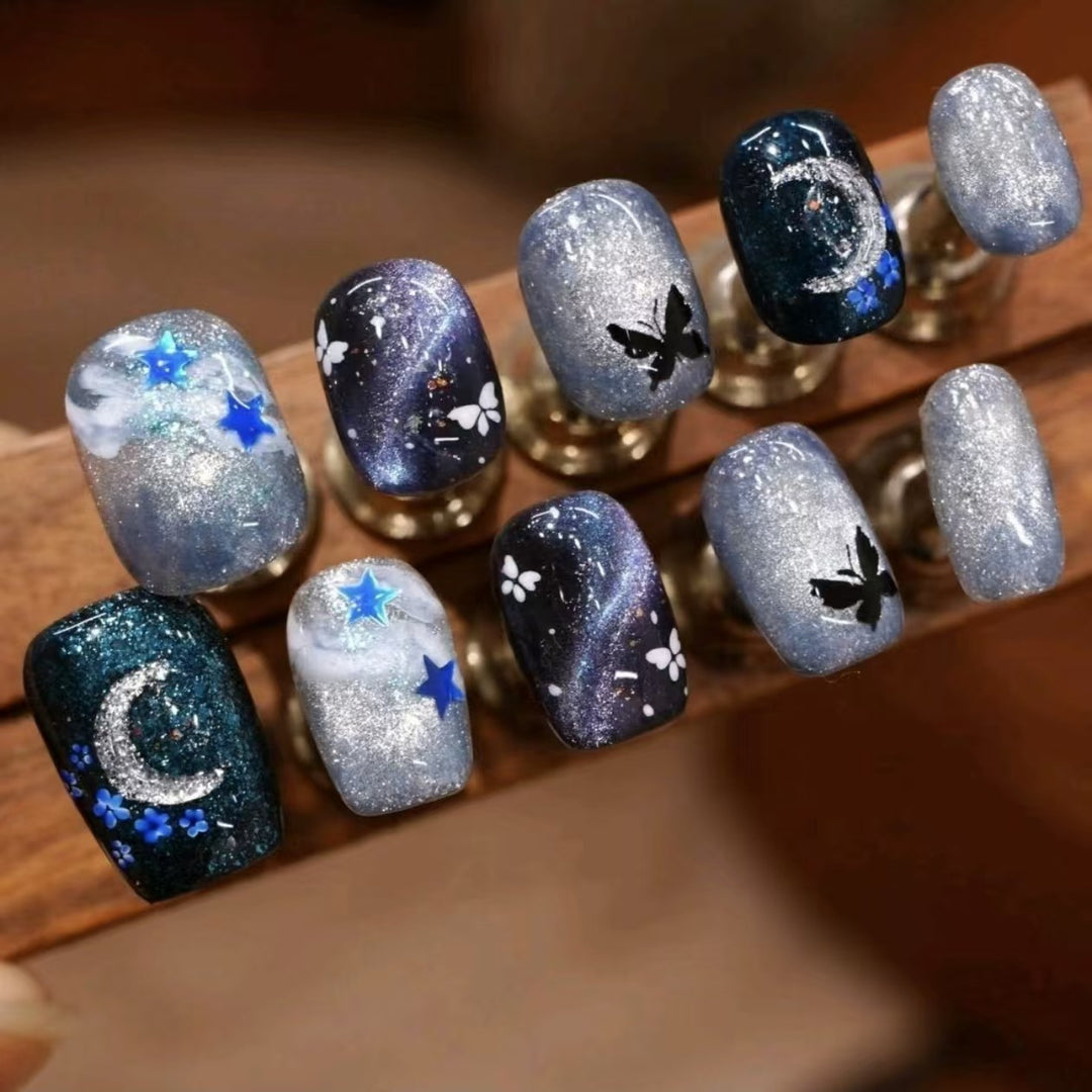 Artistic Starry Night Press-On Nail Art Stornfield