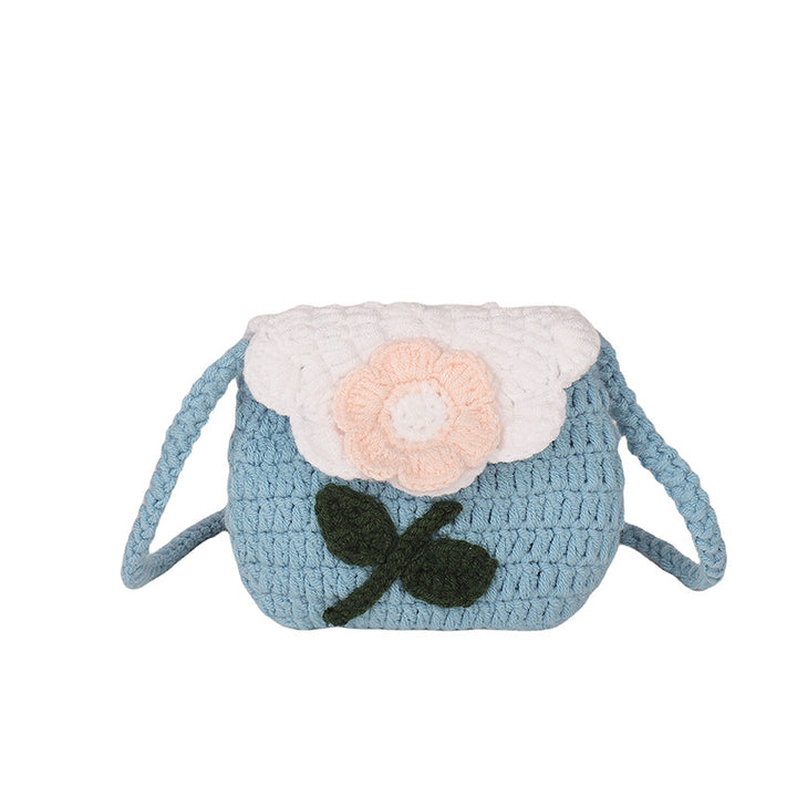 Crochet Flower-Detail Handbag