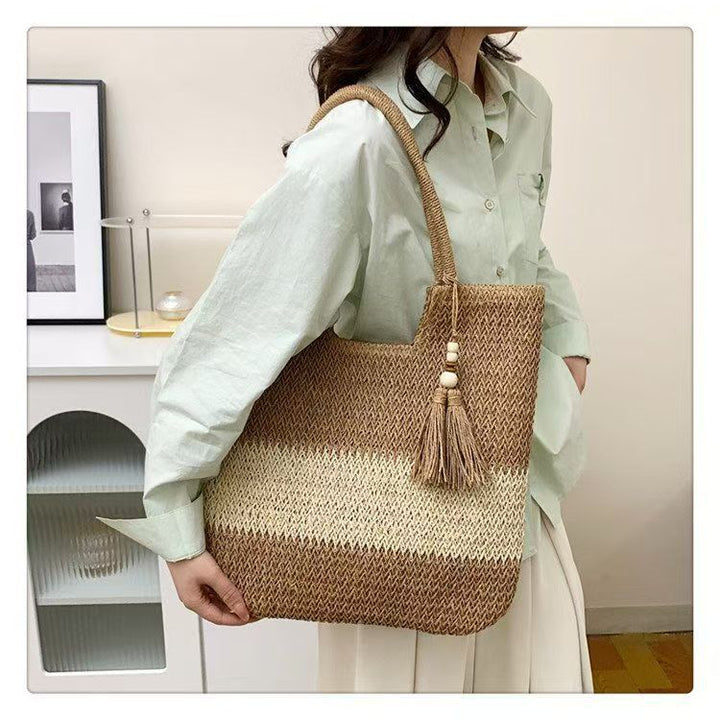 Macrame Tote Bag with Fashionable Tassel Accent Stornfield