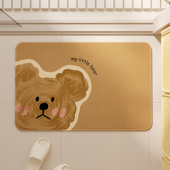 Bear Face-Themed Absorbent Bath Mat for Bathroom