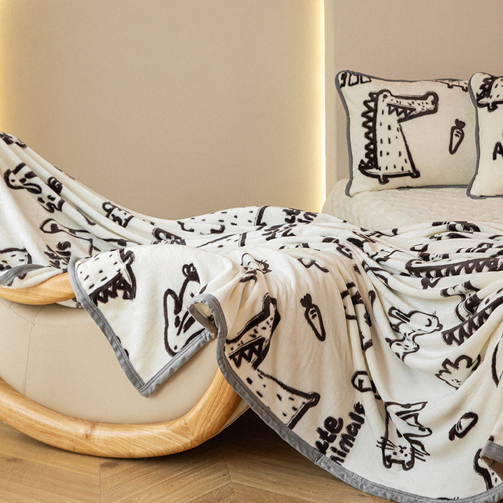 Plush Floral Bedspread and Pillowcase Set