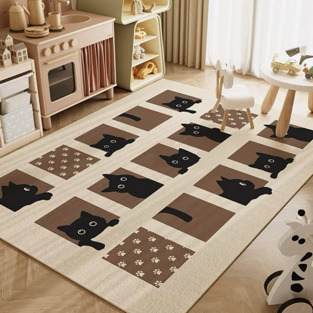 Children's Playful Cat-Themed Area Rug Stornfield