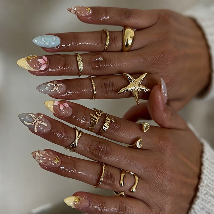 Artful nail set with floral accents Stornfield