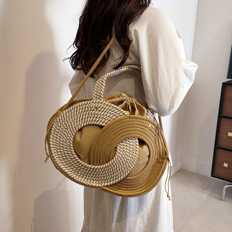 Artistic Dual-Circle Handled Tote Bag