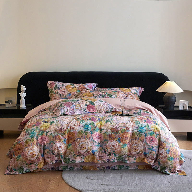 Luxury Floral Cotton Sateen Duvet Cover Set