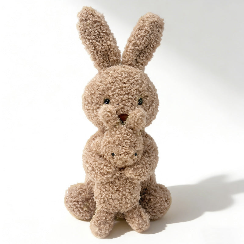 Plush Bunny Mother-and-Baby Cuddle Set with Curly Faux-Fur and Embroidered Details Stornfield