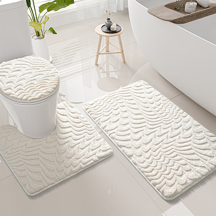 Wave Pattern Bath Mat Set