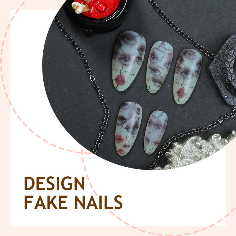 Artificial nail set with unique facial designs Stornfield