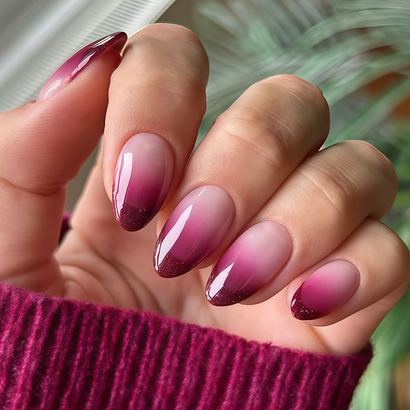 Artificial nail set with ombre design and glitter tips Stornfield